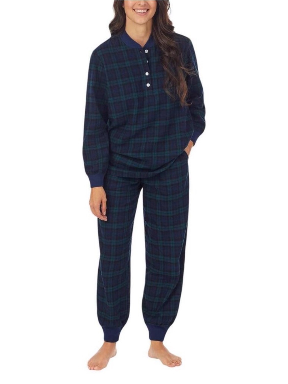 Lanz of Salzburg Pajama Set Black Watch Plaid Blackwatch Green Pants Shirt